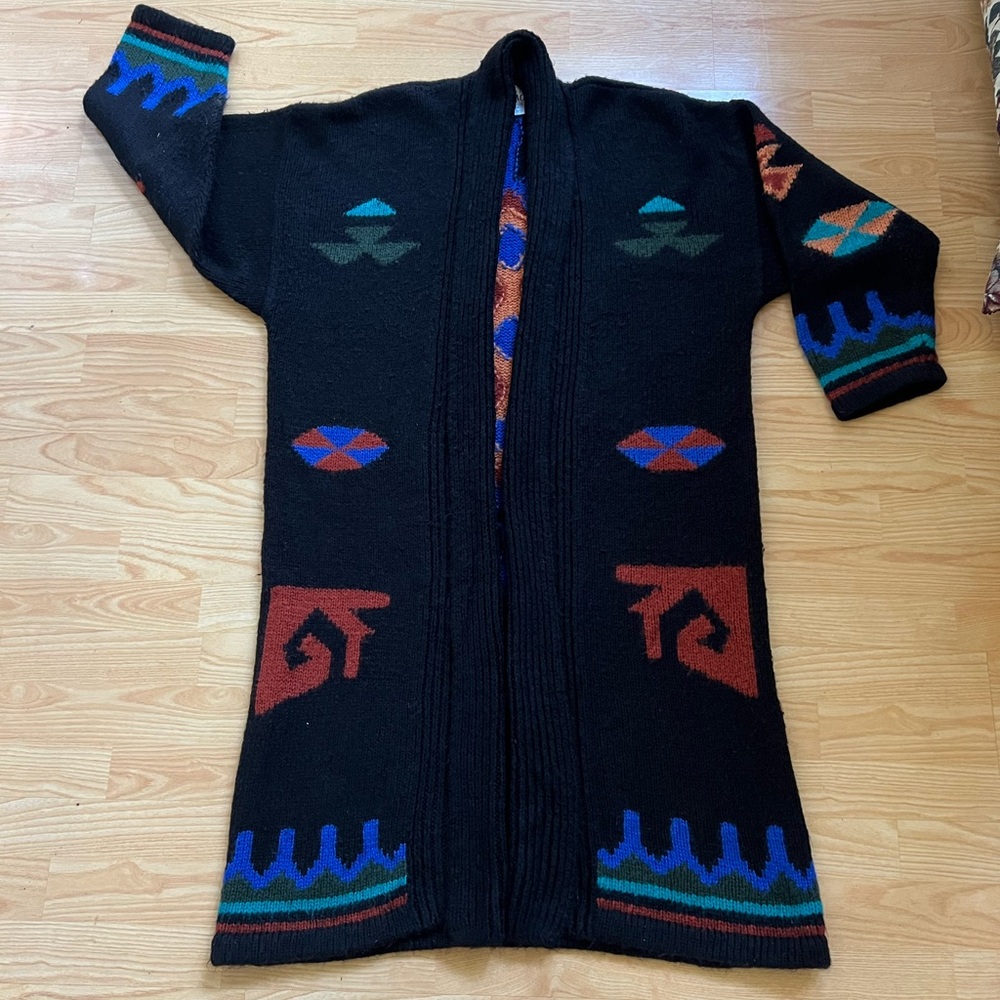 VINTAGE FITTING IMAGE 90S PLUS SIZED SWEATER DUSTER MAXI LONGLINE CARDIGAN 2X